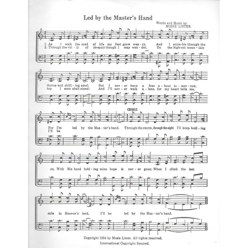 Led By the Master’s Hand – Mosie Lister (1954) Vintage Gospel Sheet Music Good+ - Picture 3 of 3